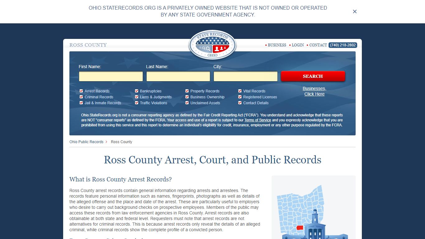 Ross County Arrest, Court, and Public Records