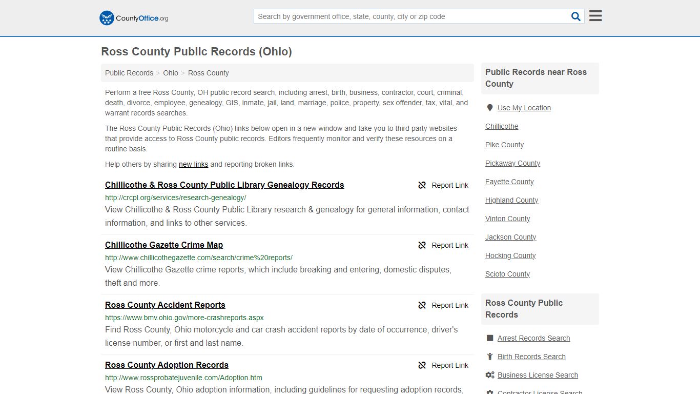 Ross County Public Records (Ohio) - County Office