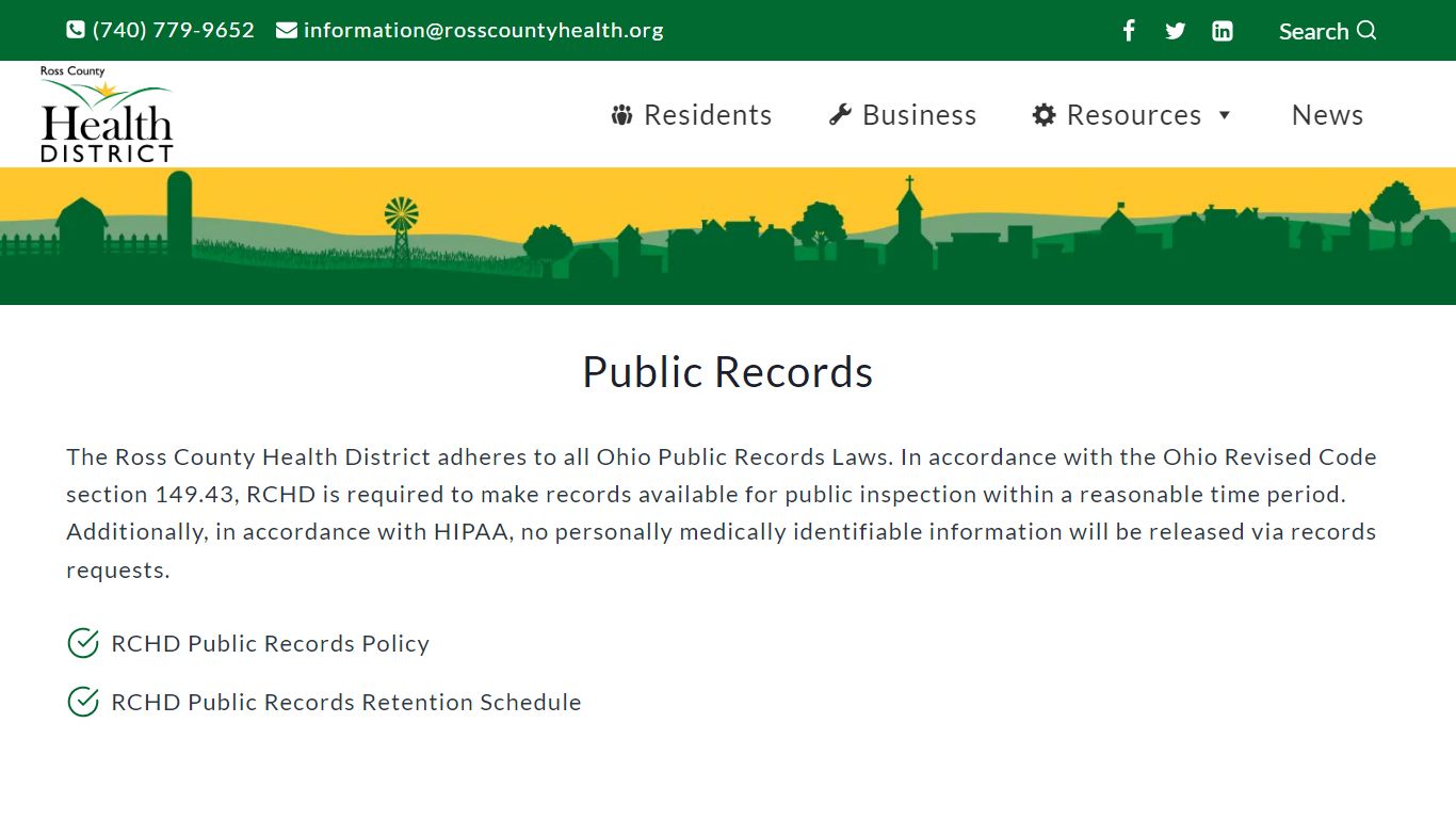 Public Records – Ross County Health District