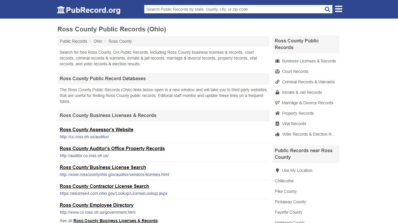 Free Ross County Public Records (Ohio Public Records) - PubRecord.org