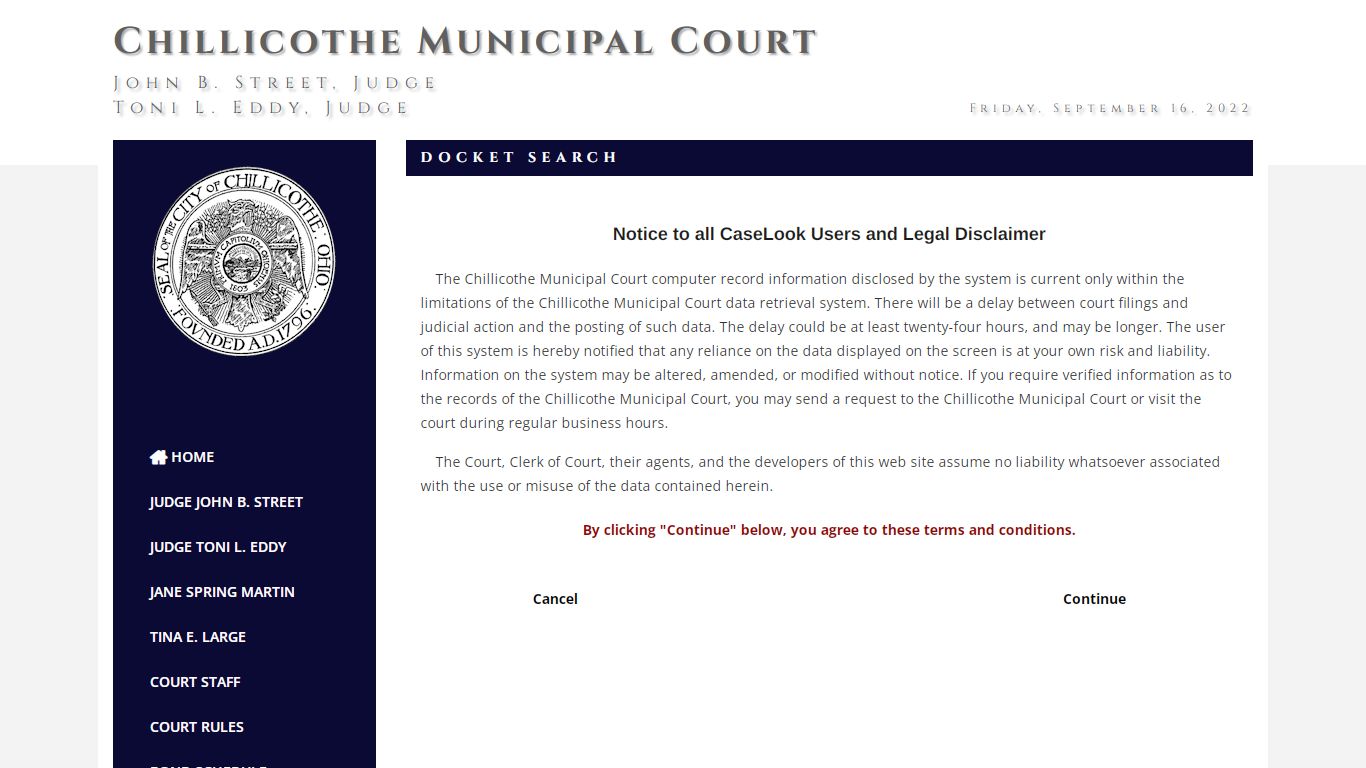 Chillicothe Municipal Court - Record Search
